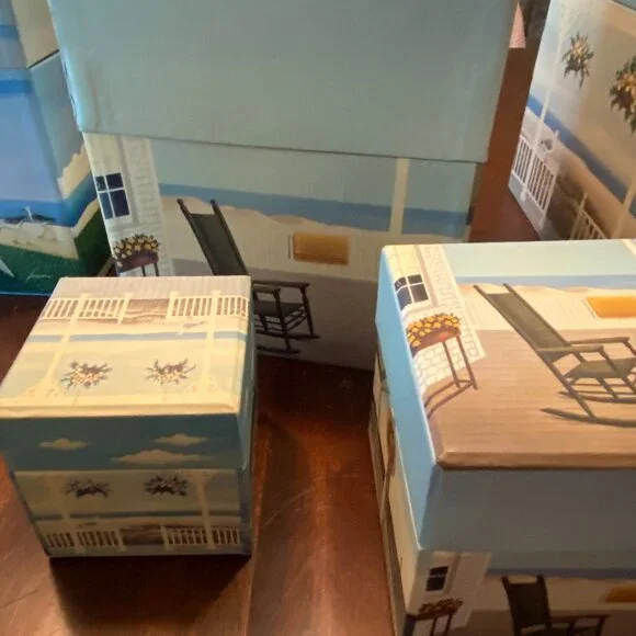 Set of 7 Decorative Storage boxes Bob’s Boxes “Endless Summer” box set NWOT - Picture 2 of 5